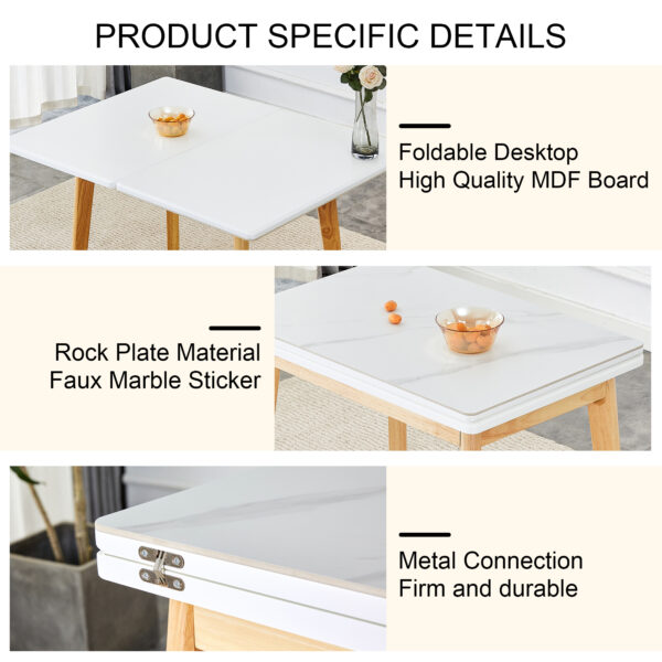 e563503673f549448700998abee39a57_20240206_7d6988cf4860943d6cb9674cdbd25691 White sintered stone tabletop with rubber wooden legs, foldable computer desk, foldable office desk, suitable for restaurants, living rooms, terraces, kitchens