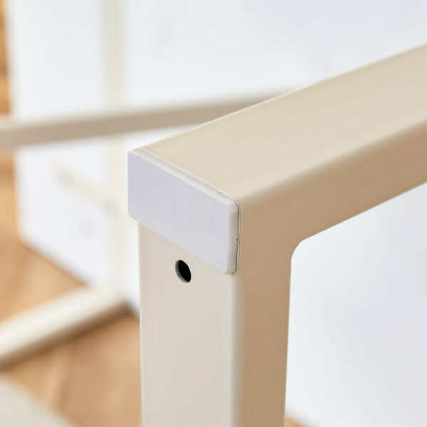e57f4a527b184088a83d1e156f8b2254_a20aa7e6deaf7975a5c0f265898f4664 Industrial rectangular MDF Cream style dining table for 4-6 people with 1.5 inch thick MDF top and white metal legs frame for work desk, kitchen, terrace, dining room