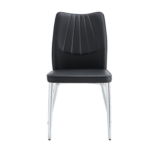 e5ba72e7e1844d78810ad249e01d64f2_20240205_3dcb62474a0047681bcdb7624ed534cd 6 black dining chairs. Modern chairs from the Middle Ages. Made of PU material cushion and silver metal legs. Suitable for restaurants and living rooms