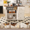 White Kitchen Island Cart with Foldable Tabletop & Drop Leaf - Mobile Breakfast Bar on Wheels with Wood Top and Storage