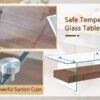 43.3 Inch Modern Two-Tier Coffee Table - Clear Tempered Glass and Dark Wood Grain, Multifunctional Storage Design.The bottom tier includes a drawer.Can be used as a coffee table,side table,etc.