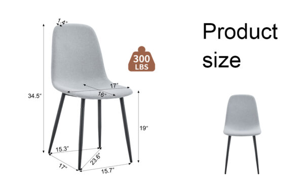 e608e879949f4f79b5a545413e6ac3db_665cbf91edc504b465a59f3519b8b75f Comfortable Linen-Cotton Dining Chair Set - Four Pieces in Light Gray.Integrated Seat and Backrest,Linen-Cotton Material,Modern Home Matching.