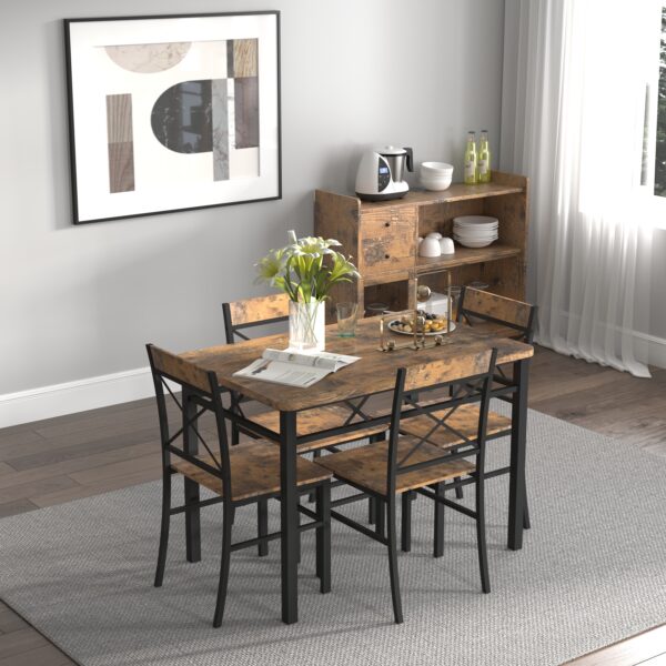 e632e59033c241fdbb17745f110e24c3_e1f2b8358e422b41c3e1ab0407a0991b Dining Table Set for 4, Wood Kitchen Table with Chairs Dinning Table Set for Kitchen & Dining Room, Compact Dining Set for Small Spaces, Rustic Brown