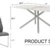 Table and chair set.Modern Luxurious white Marble-Patterned Tempered Glass Dining Table with 8 Chairs.Single fork silver metal table legs.Dark Gray PU dining chairs with silver metal legs.