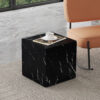15.7*15.7*15.7 Inch Black Marble Texture MDF Coffee Table - Luxurious Design, Perfect Living Room Accent.Cube fashion texture design coffee table, suitable for various situations and scenes.