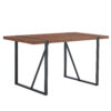 Table and chair set. A minimalist retro rectangular dining table with a specially textured top and black metal legs, paired with 6 soft chairs and black metal legs, showcases a beautiful home style.