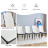 4 Dining Chair Set, White + Grey Dining Chair Set, High Back Seat in PU Material and Sturdy Black Leg Chair for Dining Room, Kitchen and Living Room c-010