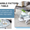 Round glass coffee table, 33.4 "modern design unique coffee table. Tempered glass countertop with white patterned MDF legs. Suitable for living and dining rooms
