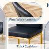 Luxury Simple Chair - Set of 6 BLACK PU Material High Resilience Dining Chair with Metal Gold Leg.The Chair Back Has a Vertical Stripe Design With Smooth And Uniform Lines.