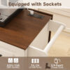 White Kitchen Island Cart with Foldable Tabletop & Drop Leaf - Mobile Breakfast Bar on Wheels with Wood Top and Storage