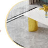 Modern minimalist dining table. White imitation marble glass sticker tabletop, golden table legs, stable and beautiful. Suitable for living room and dining room 63" *35.4" *30 DT-69