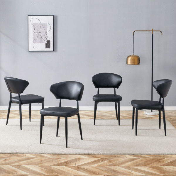 e692dc5e7a964603960c0ea84246d241_3d85af89921459206cd12c9dde5e58f2 Black Minimalist Ergonomic Dining Chair, With A Curved Backrest For Comfortable Design,Unlocking A Comfortable And Minimalist New Sitting Posture. A Pack Of 4.Available In Black And White.