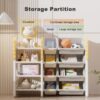 Kids Bookshelf and Toy Storage, 4-Tier Toy Organizers W/8 Removable Storage Bins, Kids Toy Storage Organizer for Study Room, Bedroom, Kids Room, Classroom, Nursery