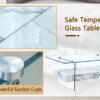 43.3 Inch Modern Two-Tier Coffee Table - Clear Tempered Glass and White Marble Texture, Multifunctional Storage Design.The bottom tier includes a drawer.Can be used as a coffee table,side table,etc.