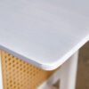 Chinese style white solid wood and imitation rattan coffee table, rectangular solid wood coffee low table, small living room coffee table