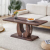 Modern Minimalist Walnut Dark Brown Texture Sticker-Patterned MDF Rectangular Coffee Table. Add a quiet and cozy atmosphere to your home.MDF coffee table,Walnut,Dark Brown textured Sticker,side table.