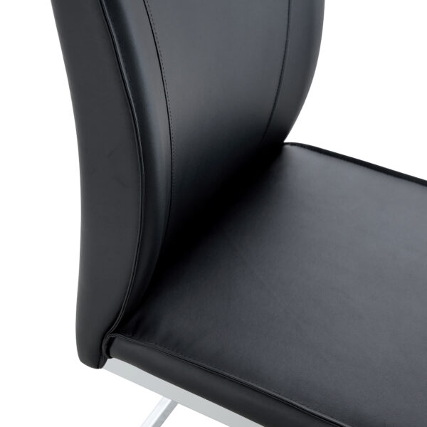e7adf747c3a34440989f3a6474d78da1_8d1360e52f636592068e429dd9104644 Luxury Simple Arch Chair - Set of 4 Black PU Material High Resilience Dining Chair with Arched Metal Silver Leg.