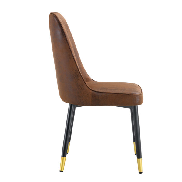 e7d32f18e97147deb8d960314bb9c562_d3e61af5afa60e3a9bba4a037e43b1b6 Brown Suede-like Velvet Dining Chair Set (Six Pieces)Black Metal legs,dinning chairs,brown.Bring a comfortable home experience to the kitchen, bedroom, and office.