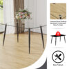 Modern rectangular glass dining table, suitable for 4-6 people, equipped with tempered glass tabletop and black metal legs, writing desk, suitable for kitchen, dining room, and living room.W1151S00805