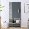 Fourth generation black solid wood frame full-length mirror, dressing mirror, bedroom porch, decorative mirror, clothing store, floor standing large mirror, wall mounted. 71 "* 31.4"
