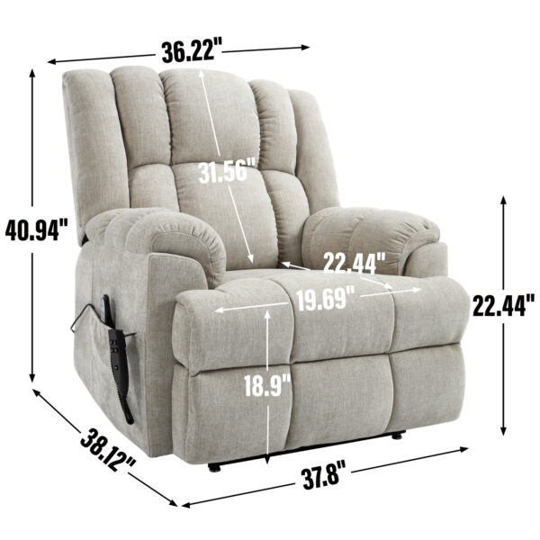 Dual Motor Heat Massage Infinite Position Up to 350 LBS Electric Power Lift Recliners with Power-Remote, Medium-firm and Heavy Duty, Beige