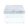43.3"x23.6" White Marble-Patterned MDF Coffee Table with Tempered glass legs.Suitable for Living Room.It can be used not only as a coffee table but also as a side table or display stand.