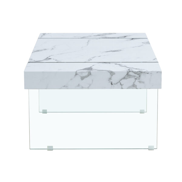e833a58b14214acc8fe6efa315429696_353e1efdd6f743457f846da05bbe6163 43.3"x23.6" White Marble-Patterned MDF Coffee Table with Tempered glass legs.Suitable for Living Room.It can be used not only as a coffee table but also as a side table or display stand.