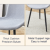 Table and chair set.A minimalist retro rectangular dining table with a textured top and black metal legs.Paired With 6 Light Gray Linen-Cotton Dining Chairs With Curved Widened Cushion Design.