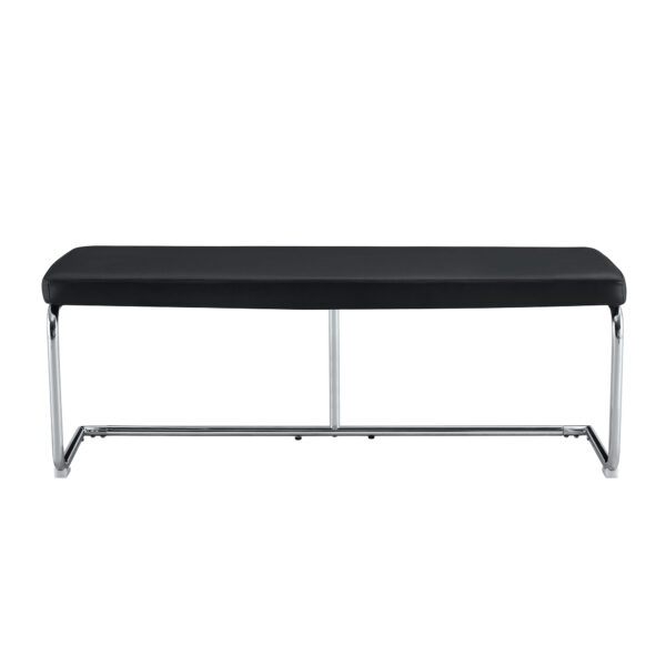 Black shoe changing bench silver metal legs,  sofa bench dining chair, suitable for bedroom fitting room, storage room, dining room, and living room. ST-005