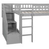 Stairway Twin Size Loft Bed with Two Drawers and Slide,Gray(OLD SKU:LT000515AAE)
