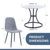 Table and chair set.A Modern Minimalist Circular Dining Table With A Diameter Of 33.3 Inches.Paired With 4 Light Gray Linen-Cotton Material High Resilience Dining Chair with Metal Leg.