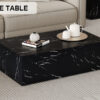 39.3*23.6*11.8 Inch Black Marble Texture MDF Coffee Table - Luxurious Design, Perfect Living Room Accent.Fashion texture design coffee table, suitable for various situations and scenes.
