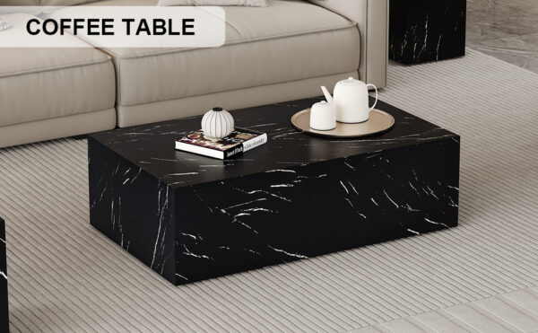 e880c423e5f4482da36e7a5bb225496e_5785c9aaec57e5eeb8bf114b154d335d 39.3*23.6*11.8 Inch Black Marble Texture MDF Coffee Table - Luxurious Design, Perfect Living Room Accent.Fashion texture design coffee table, suitable for various situations and scenes.