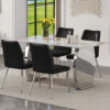 Table and chair set.63*31.4 Inch Pandora Patterned Sintered Stone Dining Table Set - 4 Shell Textured Black Chairs, Modern Light Luxury.Perfect For Dinner Room,Meeting Room,Kitchen,etc.
