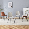 Extended Seat Cushion PU Dining Chair Set - Four Pieces.Smooth line design,Integral metal leg structure,Can integrate well into various modern home decoration styles.Gray and Brown Splicing Colors.
