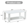 A modern and practical white coffee table and coffee table. The double layered coffee table is made of MDF material,. Suitable for living room, bedroom, and study.43.3"*21.6"*16.5" CT-16
