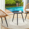 Modern 3-Piece Set: 17.7" Anti-Spill Round Coffee Table + 2 Rattan Swivel Chairs, Outdoor Patio Furniture for Tea Time.Suitable for Various Outdoor Venues.3-piece Set Packaged As A Single Package.