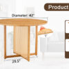 Chinese countryside retro solid wood round table, simple modern imitation rattan table, wooden table, desk. Suitable for dining room, living room, office