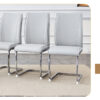 Table and chair set.Hourglass-Shaped Stable Small Round Table -31.9" * 31.9" With 4 Soft and Comfortable Light Gray PU Chair With Arched Metal Silver Leg.Create Your Exclusive Low-Key Luxury Space.