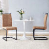 Dining Chairs,tech cloth High Back Upholstered Side Chair with C-shaped Tube Black Metal Legs for Dining Room Kitchen Vanity Patio Club Guest Office chair (Set of 2) Brown1162