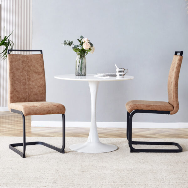 e8e866eb98de4fbf89aa57e3e5c1b883_20240408_0bbb2aa6959a0c001c3ddb2dfab2ca4d Dining Chairs,tech cloth High Back Upholstered Side Chair with C-shaped Tube Black Metal Legs for Dining Room Kitchen Vanity Patio Club Guest Office chair (Set of 2) Brown1162