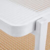 Modern minimalist white double layered solid wood coffee table. Glass tabletop, imitation rattan  edge table. Rectangular table suitable for living room, dining room, and bedroom