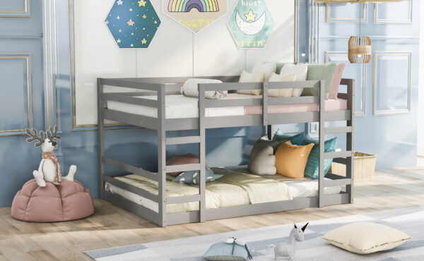 Full Over Full Bunk Bed with Ladder, Gray(OLD SKU:WF286327AAE)