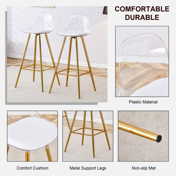 Modern and comfortable upholstered bar chairs, metal legs, small size bar chairs, suitable for part of the crowd, stylish design for dining room, kitchen, terrace and living room chairs.