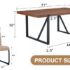 Table and chair set.Industrial Style Walnut-Colored Rectangular Dining Table - 71"x39.3" Large Size.Paired with 8 brown technology fabric chairs with Featuring arched black Metal legs.