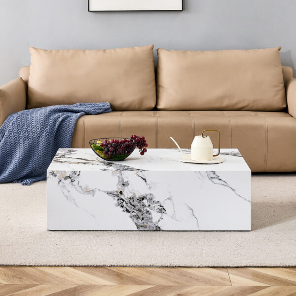 e9c57cc20b7c438d83dd72c5e70c7829_20230822_fabdb19ace589fbc1f0a0dc763960740 Modern MDF Coffee Table with Marble Pattern - 39.37x23.62x11.81 inches - Stylish and Durable Design W1151119518