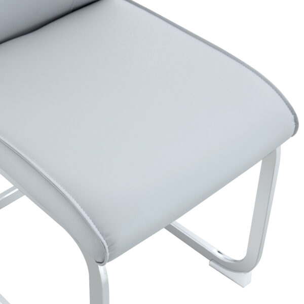 e9d7ab62fc7a4bd28cd5b9931159ffe6_7cfeea5ac34a02ba8e2db5f398706a8b Luxury Simple Arch Chair - Set of 6 Light Gray PU Material High Resilience Dining Chair with Arched Metal Silver Leg.