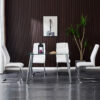 Modern Dining Chairs with Faux Leather Padded Seat Dining Living Room Chairs Upholstered Chair with Metal Legs Design for Kitchen, Living, Bedroom, Dining Room Side Chairs Set of 4 (White+PU )C-001