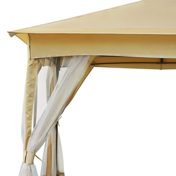 TREXM 10x12 Outdoor Gazebo Tent with Double Roofs, Patio Gazebo with Mosquito Netting, Patio Canopy for Backyard, Garden, Lawn and Deck (Beige)