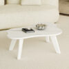 Modern minimalist white imitation marble tabletop coffee table. Solid wood spray painted desk legs, cloud shape to give you a new experience, computer desk. Suitable for dining and living rooms.